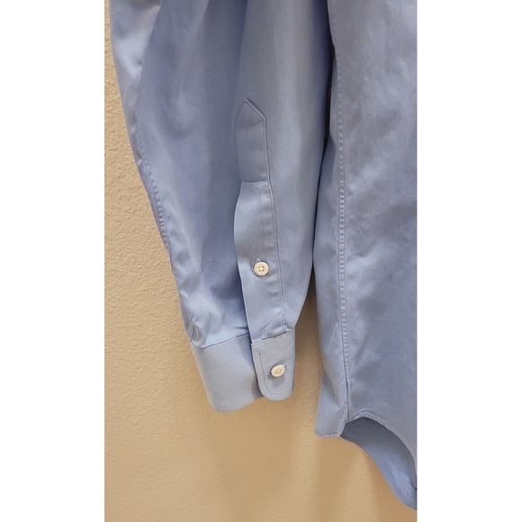 Ike Behar Shirt Mens L 16. 34 Blue 100% Cotton Button Up Long Slee E - Picture 3 of 6